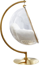 Load image into Gallery viewer, Luna White Faux Fur Acrylic Swing Accent Chair