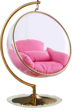 Load image into Gallery viewer, Luna Pink Fabric Acrylic Swing Bubble Accent Chair (2 Boxes)