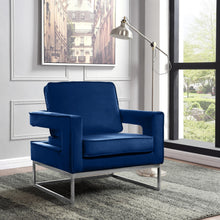 Load image into Gallery viewer, Noah Navy Velvet Accent Chair