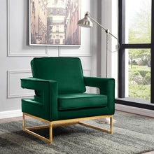 Load image into Gallery viewer, Noah Green Velvet Accent Chair