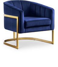 Load image into Gallery viewer, Carter Navy Velvet Accent Chair