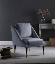 Load image into Gallery viewer, Elegante Grey Velvet Accent Chair
