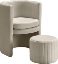 Load image into Gallery viewer, Selena Cream Velvet Accent Chair and Ottoman Set
