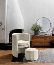 Load image into Gallery viewer, Selena Cream Velvet Accent Chair and Ottoman Set