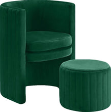 Load image into Gallery viewer, Selena Green Velvet Accent Chair and Ottoman Set