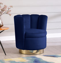 Load image into Gallery viewer, Lily Navy Velvet Accent Chair