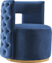 Load image into Gallery viewer, Theo Navy Velvet Accent Chair