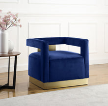 Load image into Gallery viewer, Armani Navy Velvet Accent Chair