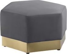 Load image into Gallery viewer, Marquis Grey Velvet Ottoman