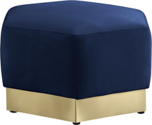 Load image into Gallery viewer, Marquis Navy Velvet Ottoman