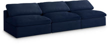 Load image into Gallery viewer, Serene Navy Linen Fabric Deluxe Cloud Modular Armless Sofa
