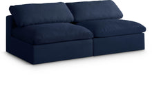 Load image into Gallery viewer, Serene Navy Linen Fabric Deluxe Cloud Modular Armless Sofa