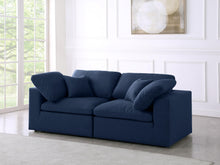 Load image into Gallery viewer, Serene Navy Linen Fabric Deluxe Cloud Modular Sofa
