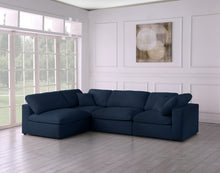 Load image into Gallery viewer, Serene Navy Linen Fabric Deluxe Cloud Modular Sectional