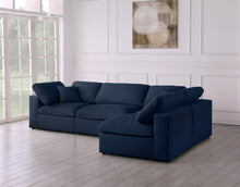 Load image into Gallery viewer, Serene Navy Linen Fabric Deluxe Cloud Modular Sectional