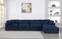 Load image into Gallery viewer, Serene Navy Linen Fabric Deluxe Cloud Modular Sectional