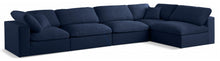 Load image into Gallery viewer, Serene Navy Linen Fabric Deluxe Cloud Modular Sectional
