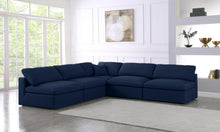 Load image into Gallery viewer, Serene Navy Linen Fabric Deluxe Cloud Modular Sectional