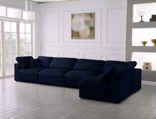 Load image into Gallery viewer, Serene Navy Linen Fabric Deluxe Cloud Modular Sectional