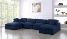 Load image into Gallery viewer, Serene Navy Linen Fabric Deluxe Cloud Modular Sectional