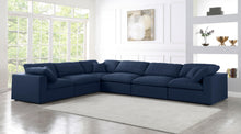 Load image into Gallery viewer, Serene Navy Linen Fabric Deluxe Cloud Modular Sectional