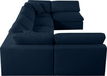 Load image into Gallery viewer, Serene Navy Linen Fabric Deluxe Cloud Modular Sectional