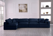 Load image into Gallery viewer, Serene Navy Linen Fabric Deluxe Cloud Modular Sectional