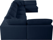 Load image into Gallery viewer, Serene Navy Linen Fabric Deluxe Cloud Modular Sectional