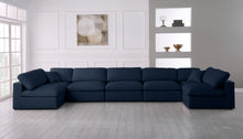 Load image into Gallery viewer, Serene Navy Linen Fabric Deluxe Cloud Modular Sectional