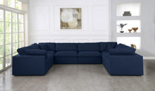 Load image into Gallery viewer, Serene Navy Linen Fabric Deluxe Cloud Modular Sectional