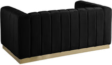 Load image into Gallery viewer, Marlon Black Velvet Loveseat