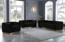 Load image into Gallery viewer, Marlon Black Velvet Loveseat