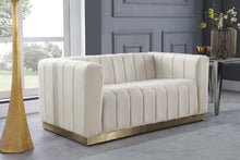 Load image into Gallery viewer, Marlon Cream Velvet Loveseat