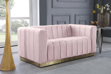 Load image into Gallery viewer, Marlon Pink Velvet Loveseat