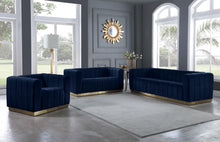 Load image into Gallery viewer, Marlon Navy Velvet Loveseat