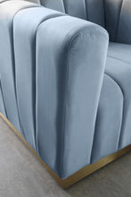 Load image into Gallery viewer, Marlon Sky Blue Velvet Loveseat