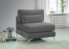Load image into Gallery viewer, Julia Grey Velvet Modular Armless Chair