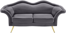 Load image into Gallery viewer, Lips Grey Velvet Loveseat