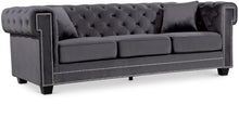 Load image into Gallery viewer, Bowery Grey Velvet Sofa