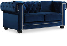 Load image into Gallery viewer, Bowery Navy Velvet Loveseat