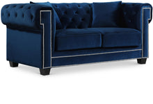 Load image into Gallery viewer, Bowery Navy Velvet Loveseat