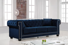 Load image into Gallery viewer, Bowery Navy Velvet Sofa