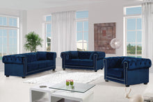 Load image into Gallery viewer, Bowery Navy Velvet Chair