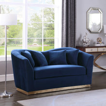 Load image into Gallery viewer, Arabella Navy Velvet Loveseat