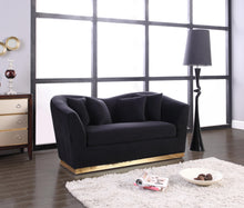 Load image into Gallery viewer, Arabella Black Velvet Loveseat