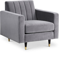 Load image into Gallery viewer, Lola Grey Velvet Chair