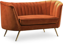 Load image into Gallery viewer, Margo Cognac Velvet Loveseat