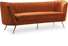 Load image into Gallery viewer, Margo Cognac Velvet Sofa
