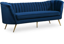 Load image into Gallery viewer, Margo Navy Velvet Sofa