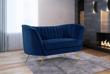 Load image into Gallery viewer, Margo Navy Velvet Loveseat